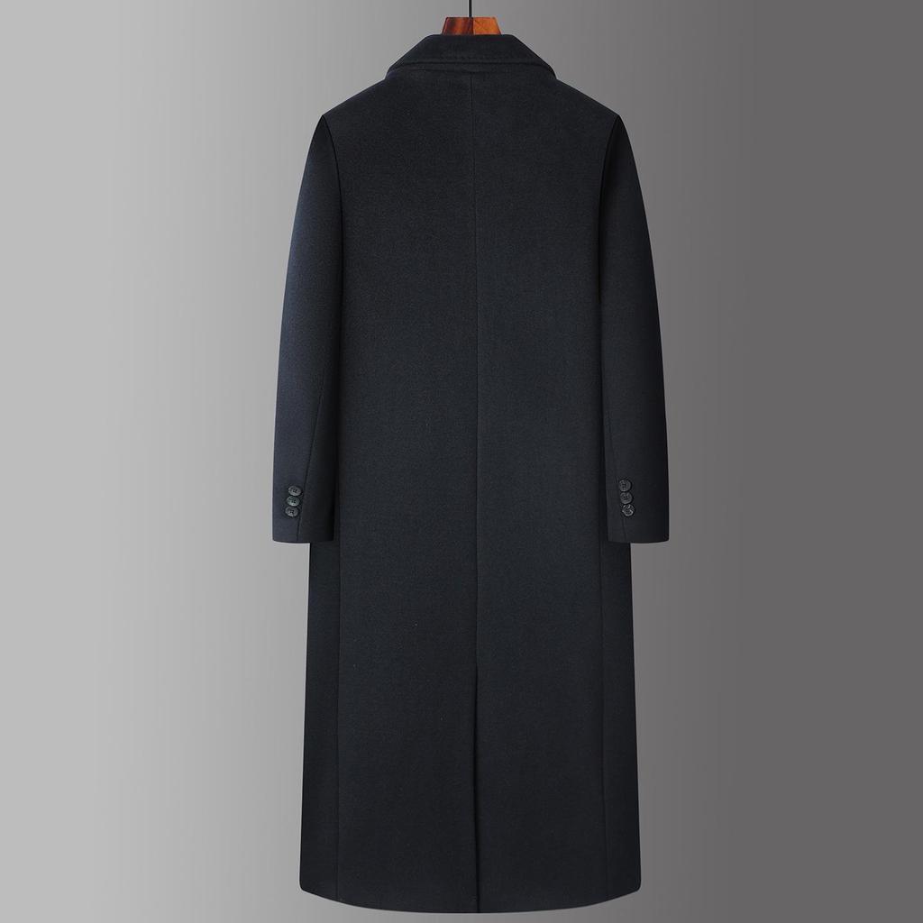 Heren Ultra-Lange Wollen Business Casual Jas - Hoogwaardige Grote Maten Bovenkleding voor Mannen van Middelbare Leeftijd en Jongeren