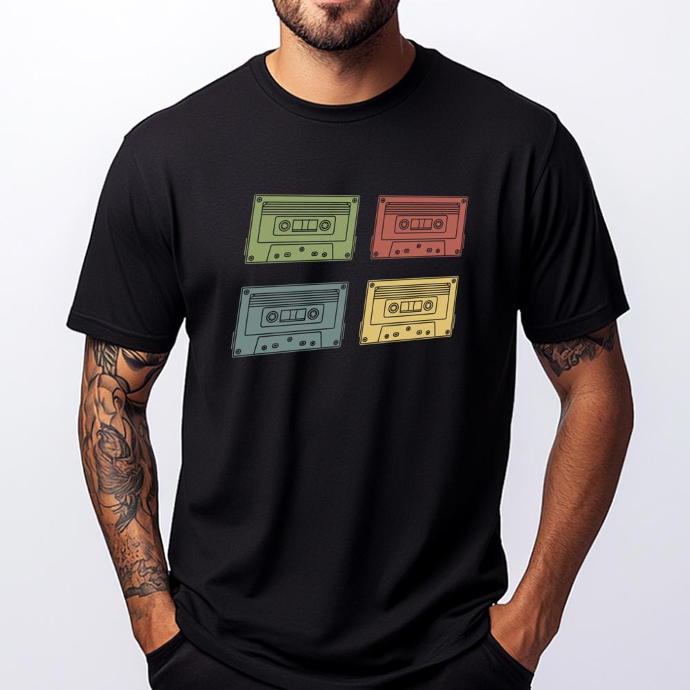 

Retro 1980s 80s Music Lover Mixtape Cassette Designer Clothes Men Tshirts Men Printed Tee Shirts for Men - Men s Summer Cotto... 5XL різнокольоровий