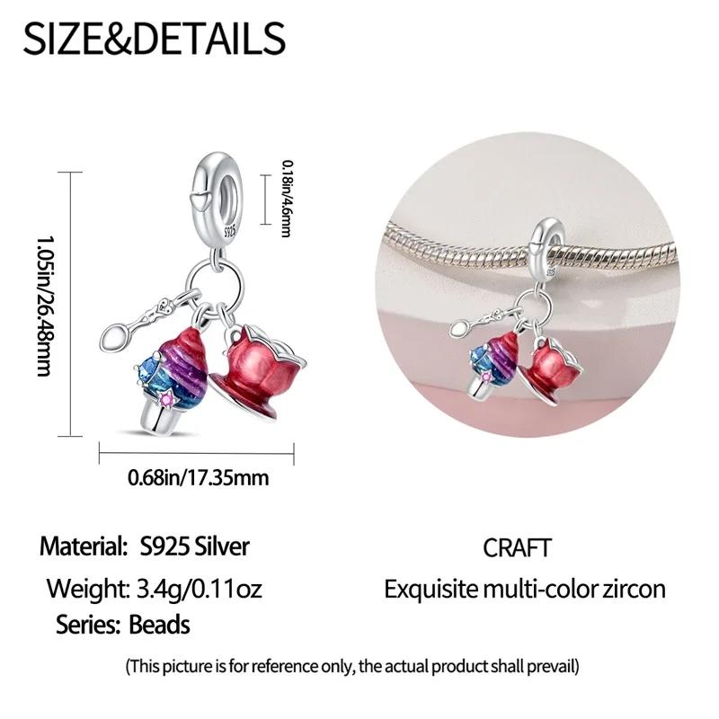 Charm Bead Charms Authentic copper Plated Ice Cream Milk Tea Cup Fruit Pastry Pendant Bead Charms Compatible With Bracelets Diy Fine Gift Women