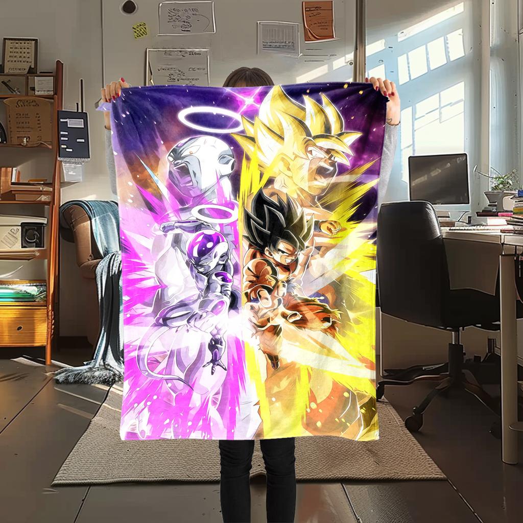 1 ks Flanelová deka s potiskem Dragon Ball Super, Vysoce kvalitní, Pro všechna roční období, Domácí dekorace, Teplo a pohodlí, Perfektní jako vánoční dárky