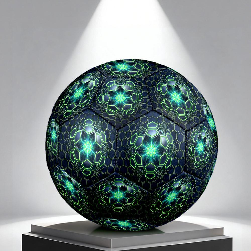 1pc Neon Hexagon Themed Soccer Ball, Size 5, Lightweight PVC Material, Outdoor Training Soccer Ball Gift. q62258