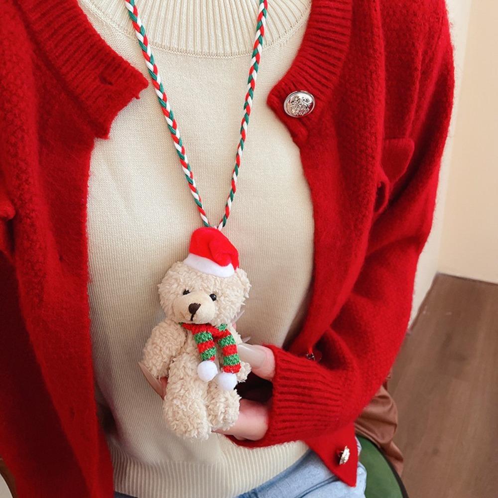 Bear Sweater Chain Pendant Plush Doll Long Necklace Fashion Christmas Necklace  Daily