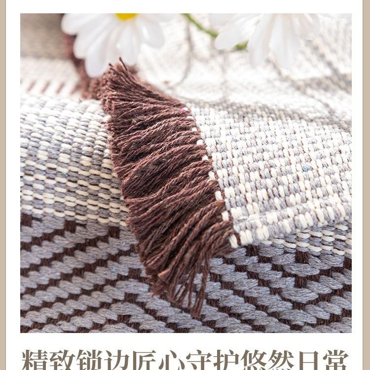 Foreign Trade Export Ins Coarse Cloth Solid Wood Cotton And Linen Sofa Cushion Striped Four-Season Sofa Cover Cushion Cover Towel Cloth Seat