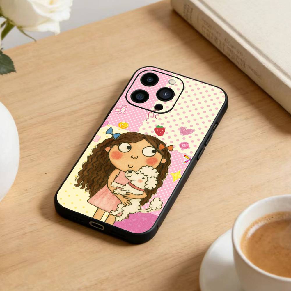 L-Cutting-Fabric Charlie and Lola Cartoon Phone Case For iPhone 17 16 15 14 13 12 Max Plus Silicone Black Cover