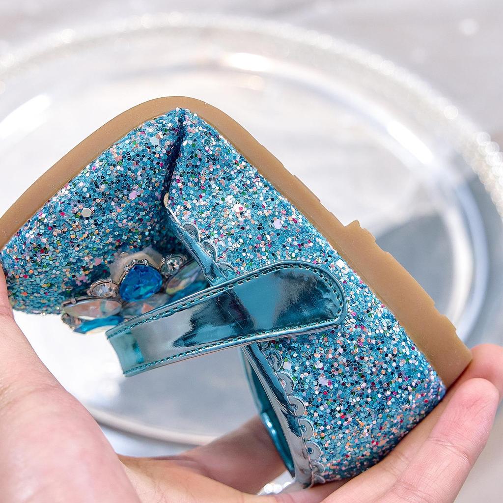 2025 Autumn Girls' Round Toe Rhinestone Princess Dance Shoes with Soft Sole