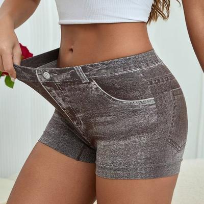 Kadın Modası Günlük Düz Renk Baskı Yüksek Bel Spor Şort