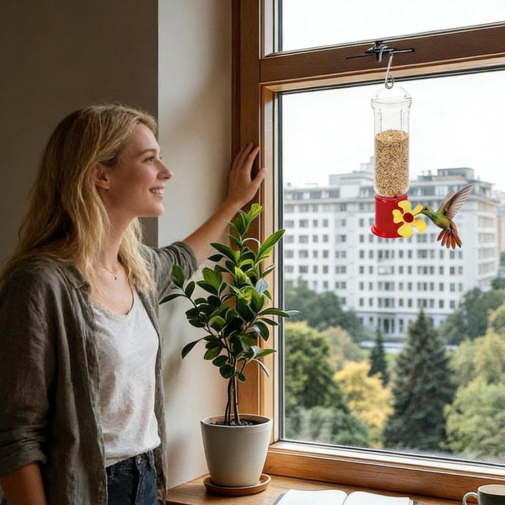 4 Piece Ant And Bee Proof Mini Hummingbird Feeding Hummingbird Feeders For Outdoors Transparent Station With Stainless Hooks