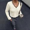 2026 Fall/Winter Color Block V-Neck Knit Sweater - Casual Wave Edge Short Wool Top