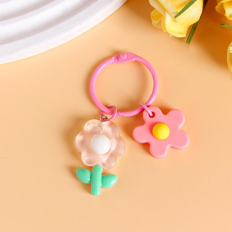 Candy Color Flower Keychain Pendant Sweet Versatile Earphone Case Hanging Decoration Backpack Decoration Accessories Gifts