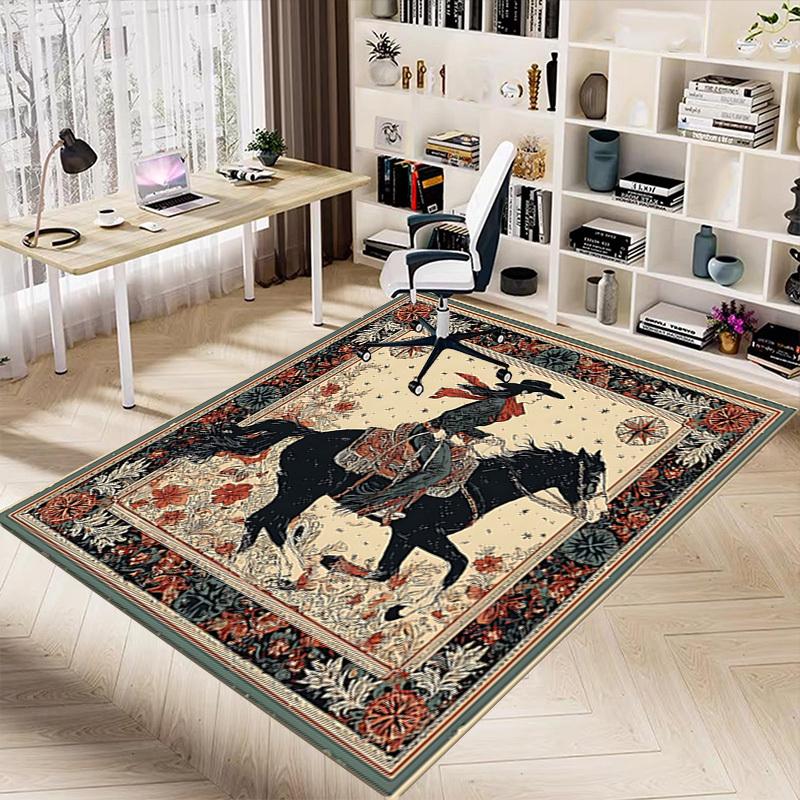 1PC Cowgirl Horse Non-Slip Floor carpet, Office, family, bedroom, Studio - Large Area Rug, Vibrant Colors-C0455