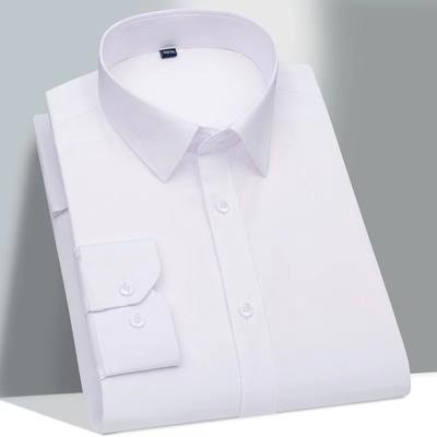 Men's Classic Long Sleeve Standard-fit Dress Shirts Formal Business Social Simple Basic Design White Work Office Casual Shirt