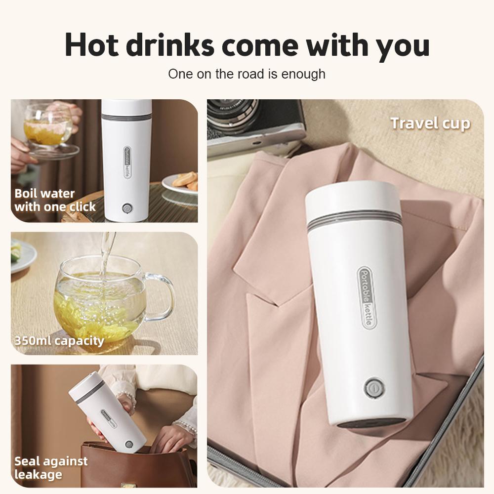 Portable Electric Kettle for Boiling Water 1.5Cup Small Tea Coffee Kettle Water Boiler Food Grade 304 Stainless Steel