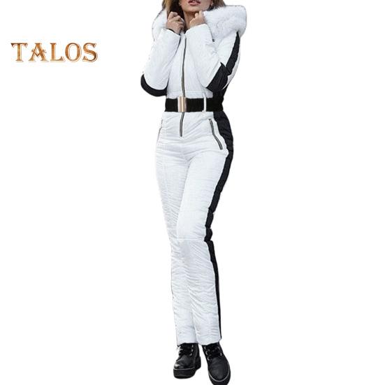 Dámské Zimní Outdoorová kombinéza Odnímatelná kapuce Parka Polstrovaná Větruodolná Udržujte v teple Voděodolná Snowboardová Lyžařská Souprava Zapínání na zip Venkovní sportovní oblečení