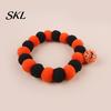 Stretchy Pet Collar Halloween Pom-Pom Collar, Cute Stretch Cat with Pumpkin Festive Bell, Soft Black Orange Pom-Poms for Cats Small Dogs Plush Pom-pom