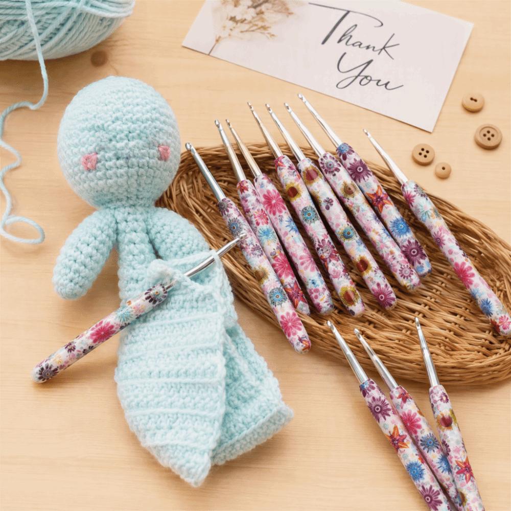 Sunflower Printed Handle Knitting Needles Fine Hook Head Doll Weaving Hooks For Doll Weaving