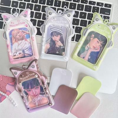 New 3 Inch Kpop Photocard Holder PVC Picture Display Card Holder Storage Headphone Butterfly Cards Sleeve