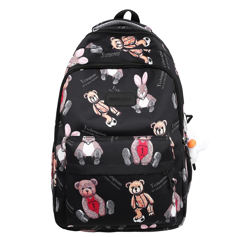 Student School Bag Bear Printed Women Backpack Cute Large Capacity Backpack for Men