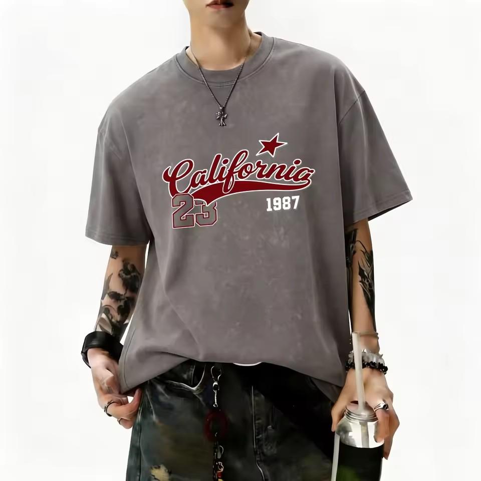 Summer Hot Selling New Men's Gothic Letter Tiger Print Comfortable and Breathable Round Neck T-shirt Outdoor Street Style Top