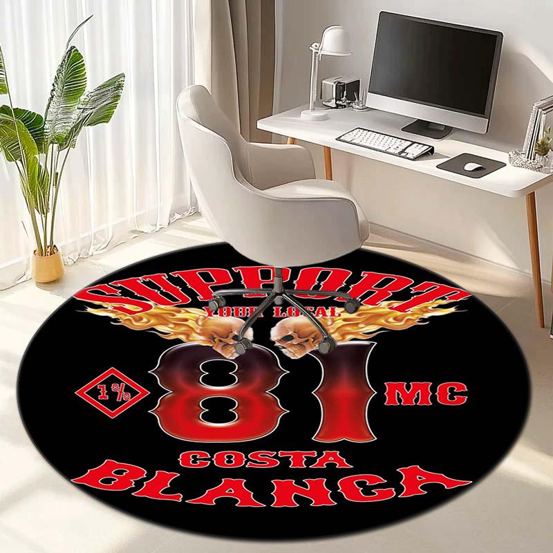 Gang Violence Motorcycle Enthusiasts Hells Angels Motorcycle Club Circular Carpet Is Soft, Home, Bedroom, Door Mat Decoration, and Non Slip Carpet E3