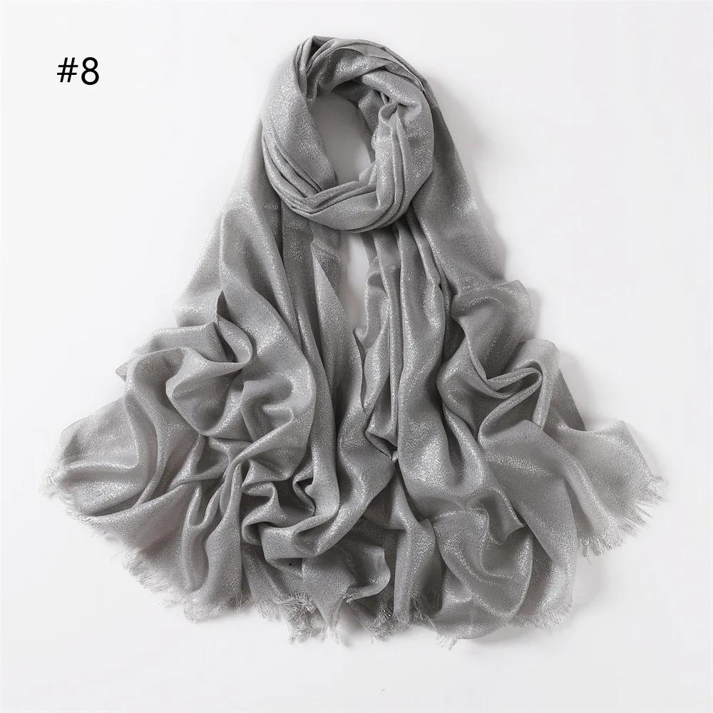 New Fashion Glitter Hijab Cotton Scarf Wraps Autumn Headscarf Shawls Muslim Scarf For Women Shimmer Fringe Scarves Instant Hijab