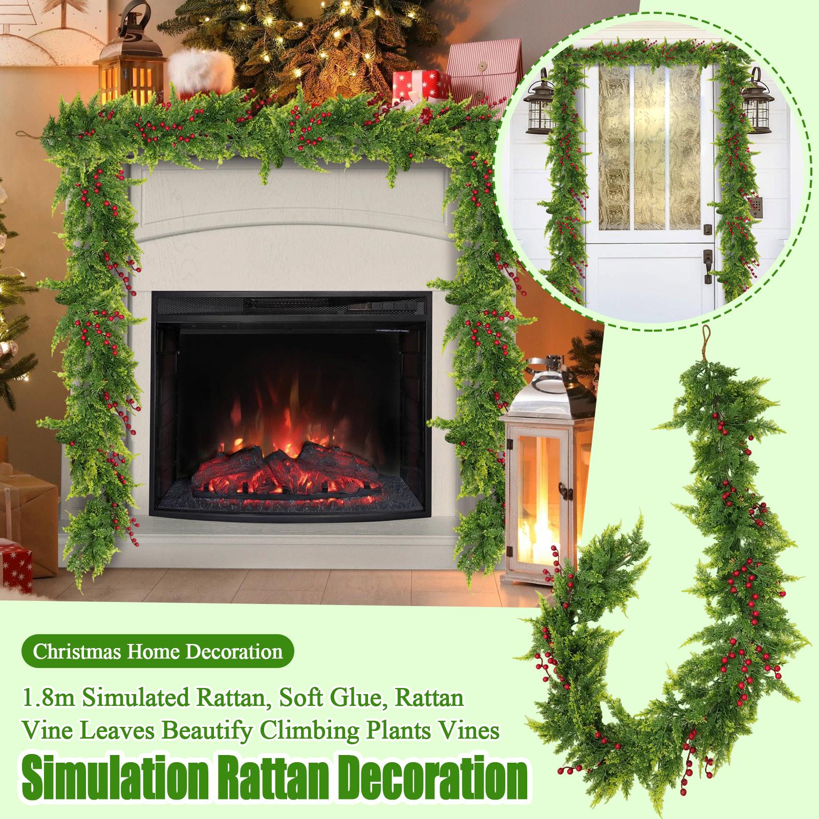 

1,8 м Імітація ротангу, М який клей, Ротанг Норфолк Зелена рослина, Різдвяна прикраса для дому One Size