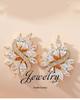 European American Retro Flower Zircon Crystal Earrings: Sparkling White Studs with Heavy Workmanship