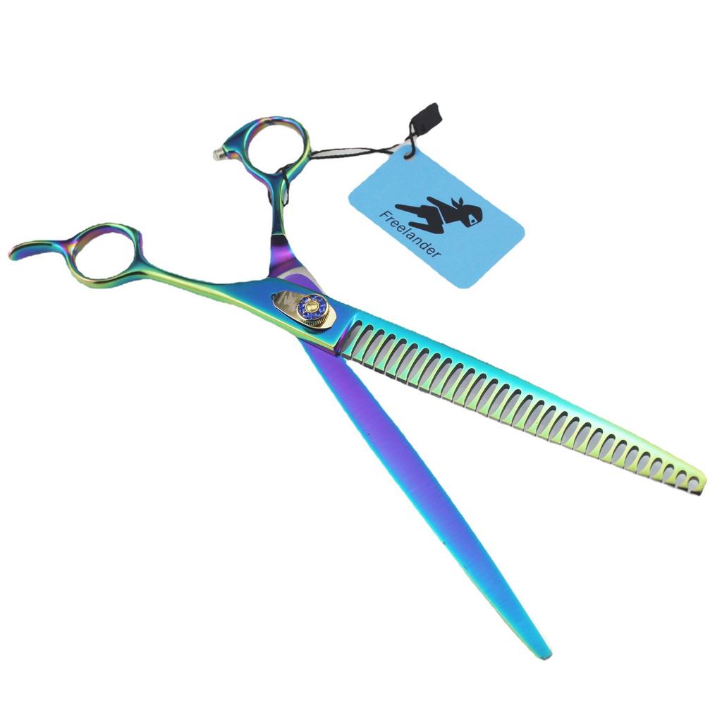 9.0 inch, fish bone teeth, high-end, color pet grooming scissors, tooth scissors, pet trimming scissors, thin scissors