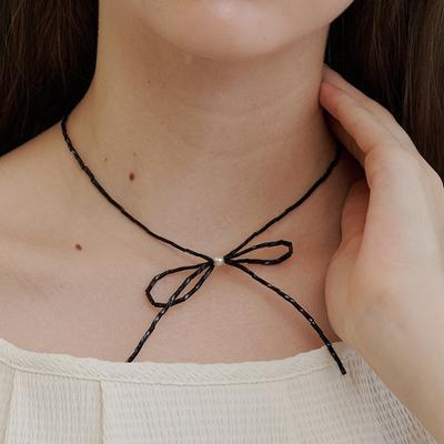 [Von IU getragen] Prn255 Schwarzes Band-Halsband