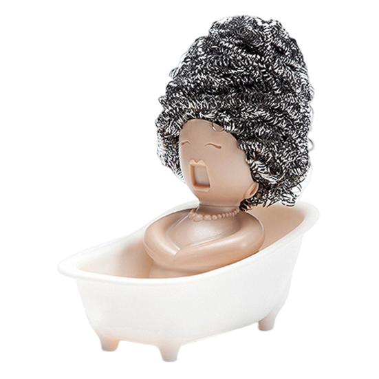 Bathtub Shaped Cleaning Ball Rack Dishwasher Safe Cute Dish Scrubber Holder Sink Organizer Kitchen Decoration