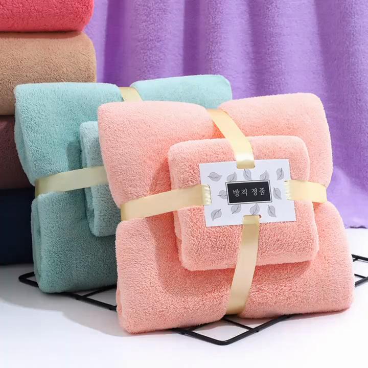 1PCS Coral Velvet Towel Set Bath Towel Household Large Size Water Absorbing Quick Drying Swimming Beach Towel Bathroom Accessories