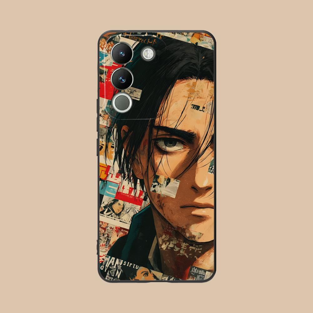 AOT Eren Yeager Matte TPU Mobile Phone Case for VIVO Y77 76 75 74 73 72 58 56 55 51 50 38 36 Y19 Y18 Y03 Y01 5G Colorful Cover