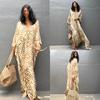 Cotton Drawstring Holiday Beach Dress Women's Sunscreen Loose Large Size Long Dress Bikini Overcoat