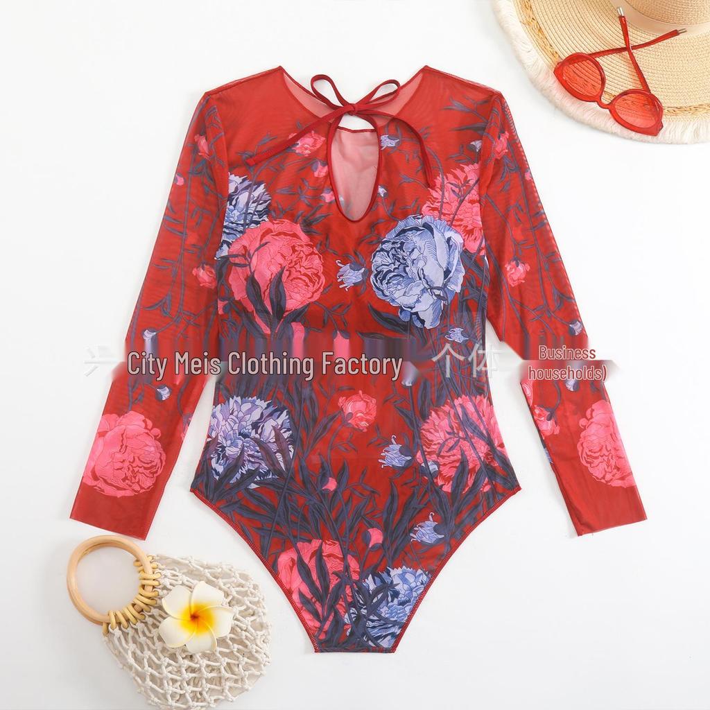 Russian Women's Mesh Swimsuit with Sun Protection