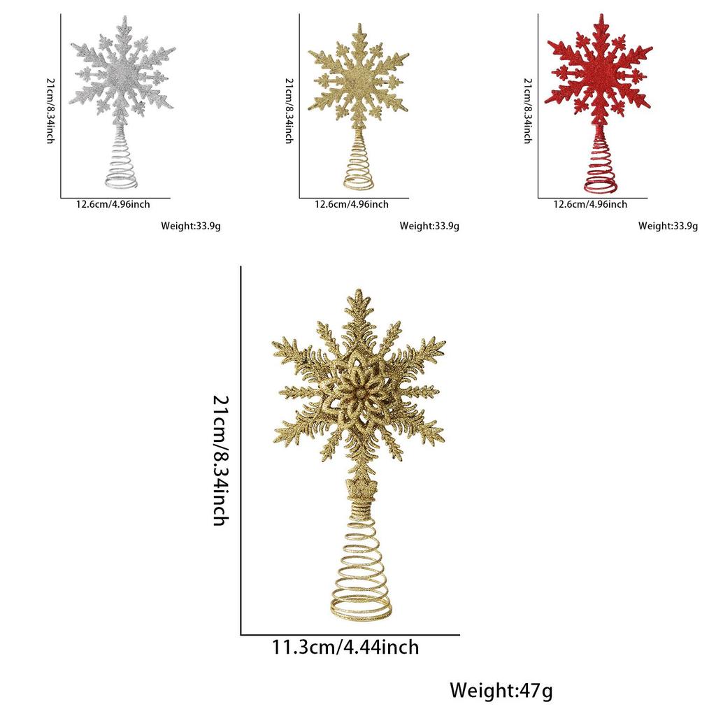 Beautiful Multi-layer Christmas Tree Topper Snowflake Stars In Red Gold Silver For Holiday Cheer