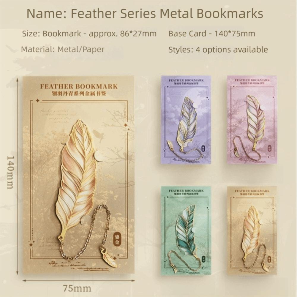 Gilded Vein Feather Metal Bookmark Metal Leaf Feather Retro Bookmark Birthday Gift