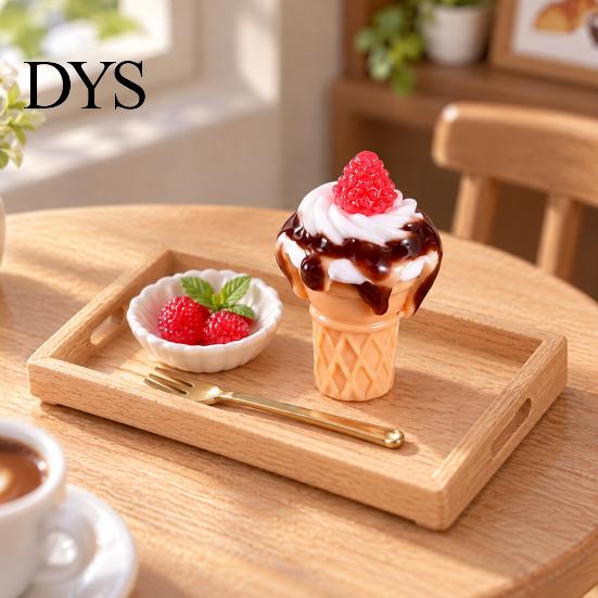 Cute 3D Resin Desserts 10Pcs Mini Ice Creams, Tiny Strawberry Jam Dessert Food for Doll Mansion Miniatures Mansion, DIY Craft Projects, Pretend