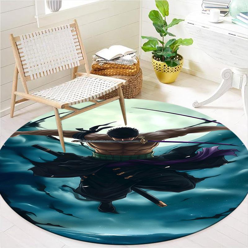 Roronoa Zoro Round Area Rug Carpet Rug For Living Room Bedroom Sofa Playroom Decor Nonslip Floor Mat