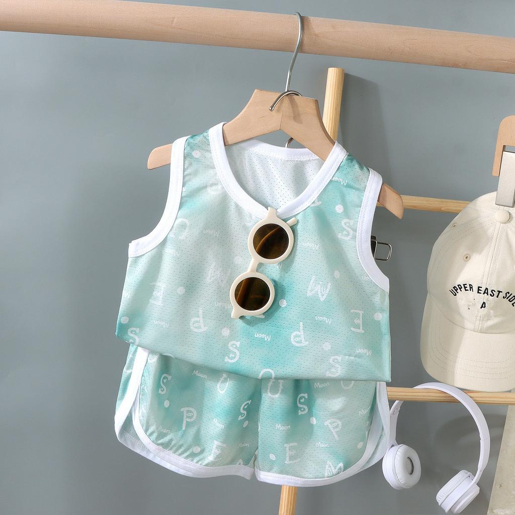 Children's Clothing Print Sleeveless Tops Shorts Cute Breathable Kids Summer Vest Shorts Set Tank Top For Baby Clothing Children