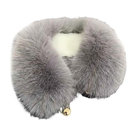 Fake Scarf Puffy Collar Trim Fur Neck Scarf Adjustable Button Fastening Faux Removable Plush Winter Warmer