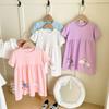 Girls Summer Cotton Cartoon Princess Dress Short Sleeve Cute Kids Party Dress Casual Daily Wear For Children
