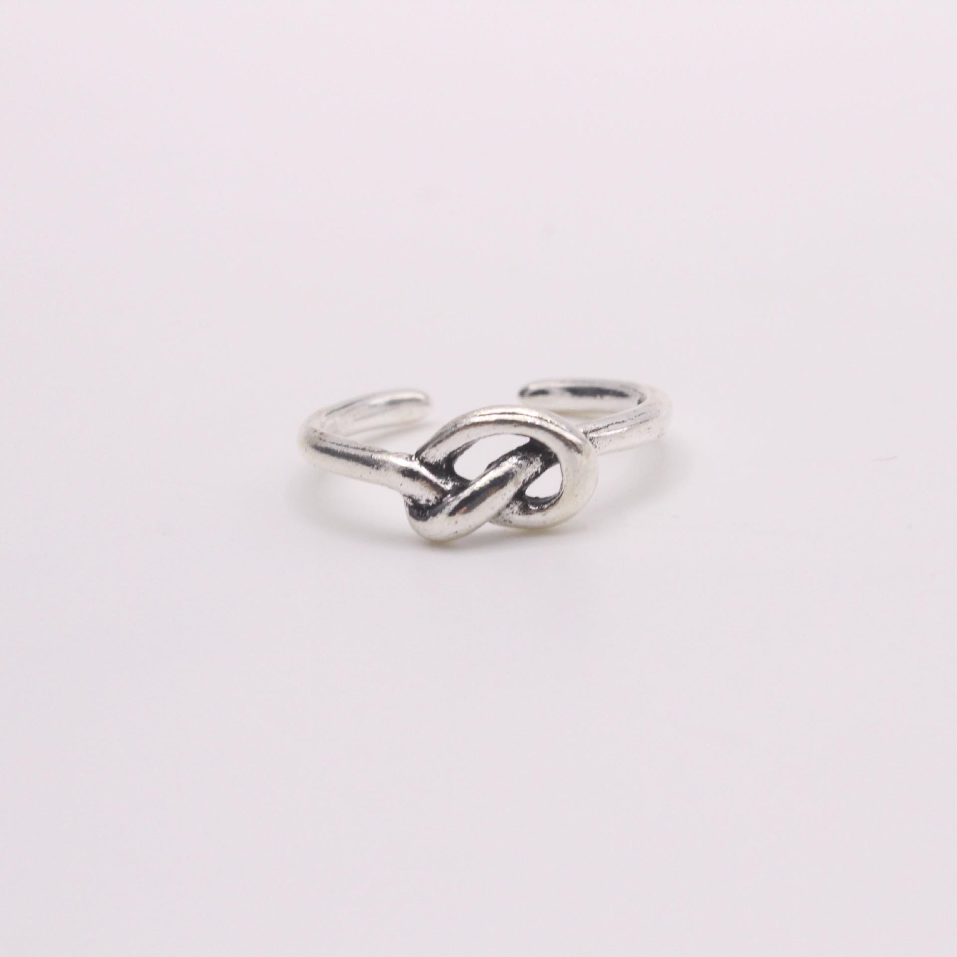 Women s Retro Forest-Style Zinc Alloy Knot Ring Adjustable Open Ring