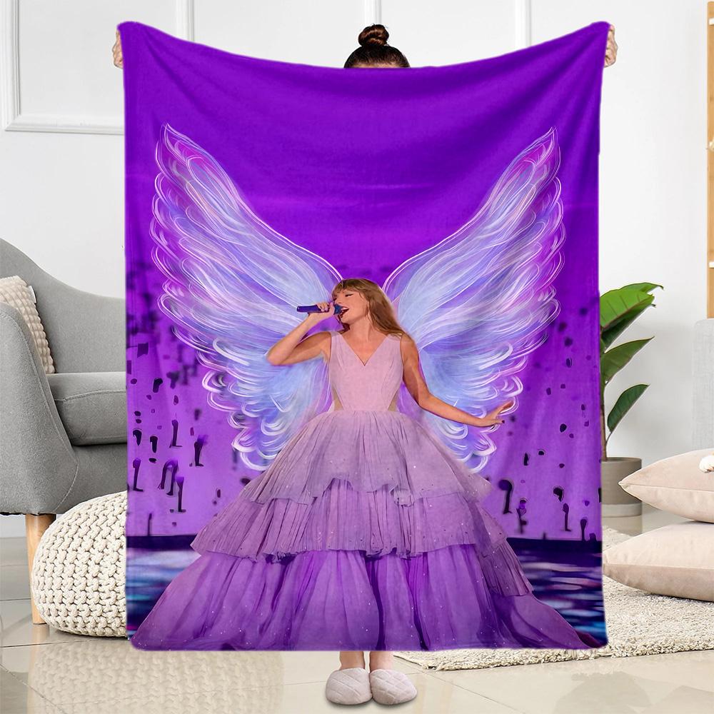 Angel In Purple Gown Flannel Blanket-Soft and Suitable for Sofas,Beds,Offices,Travel,All Seasons,Great Gift for Holidays and Birthdays.