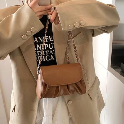 Mode große Kapazität frisch 22 Frühling neu einfarbig gefaltet einfache Kette Einzel Schulter schräg über Körper Handtasche Damen