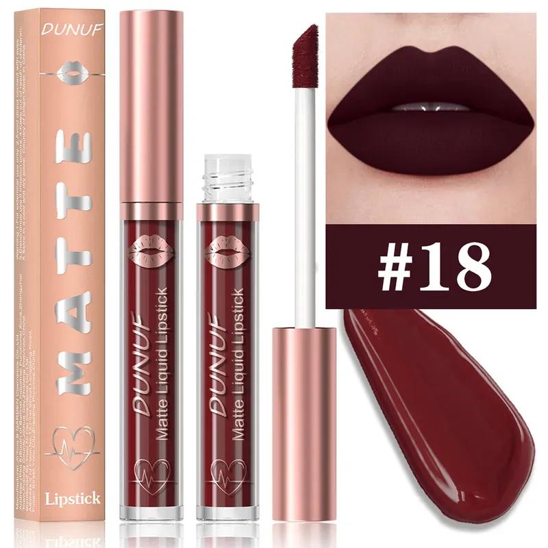 18 Color Waterproof Lip Gloss Nude Apricot Matte Liquid Lipstick Transparent Lip Oil Sexy Rose Red Velvet Matte Lipstick Make Up