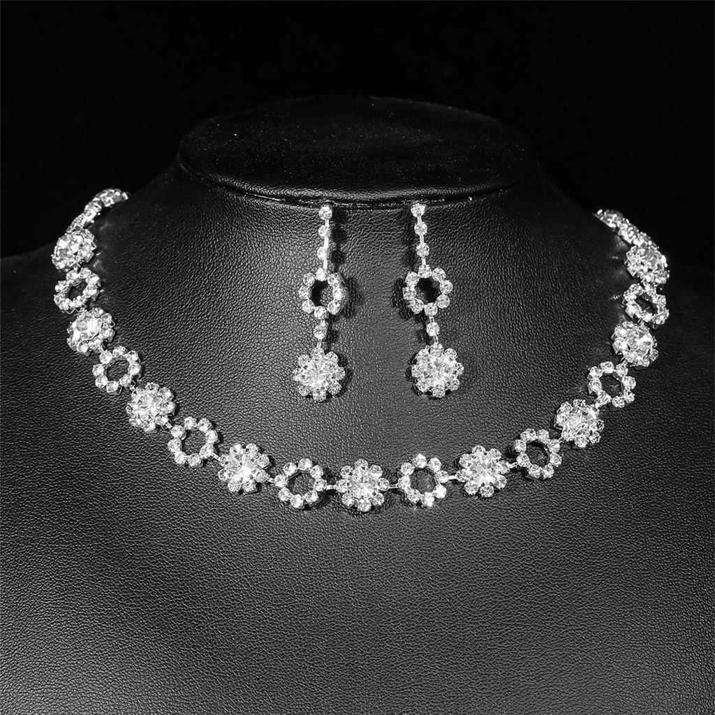 Luxury Rhinestone Necklace & Earring Bridal Set - High-End Wedding Jewelry Accessories