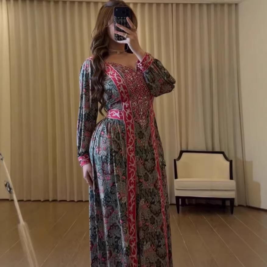 Spring 2026 European & American Printed Fashion Loose Women's Long-Sleeve Dress