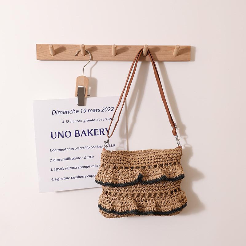 IELGY Crossbody Lace Straw Bag, Lotus Leaf Color Woven Bag, Seaside Beach Vacation Bag