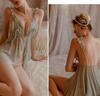 Seductive Women's See-Through Nightgown with Chest Slit and Hollow Out Design