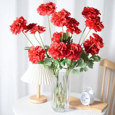 Flores Artificiais de Gerânio Resistentes a UV Buquê de Flores Artificiais de Seda Falsa de Gerânio com 3 Flores Abertae para Casa Cozinha Jardim Centro de Mesa Exterior