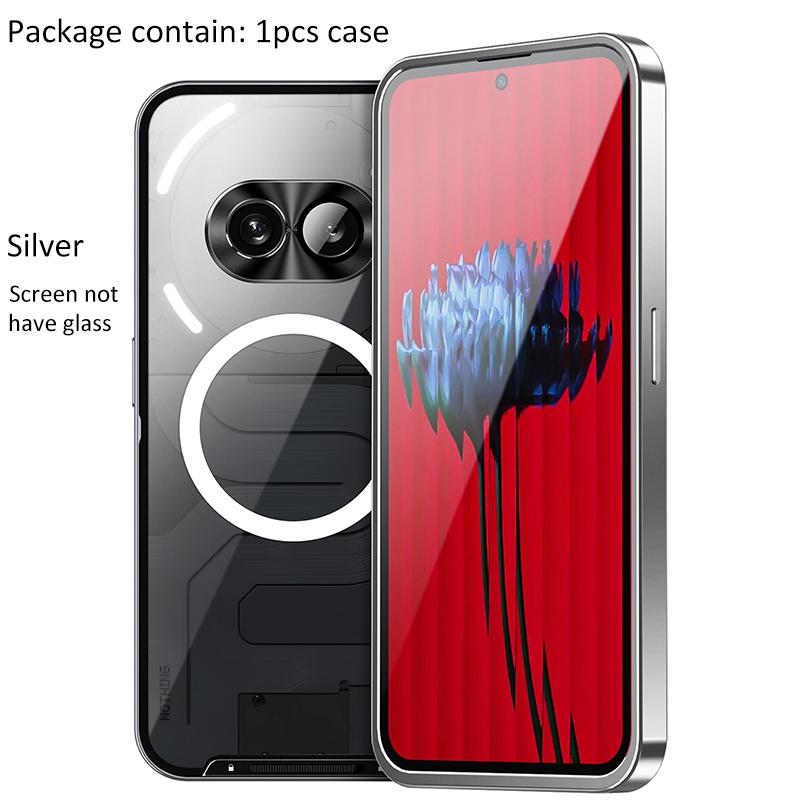 

Магнитный чехол Magsafe For Nothing Phone 2A с беспроводной зарядкой, металлический каркас, акриловая задняя крышка, телефон 2A For Nothing 2a серебряный